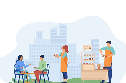 Restaurants and Cafes illustration